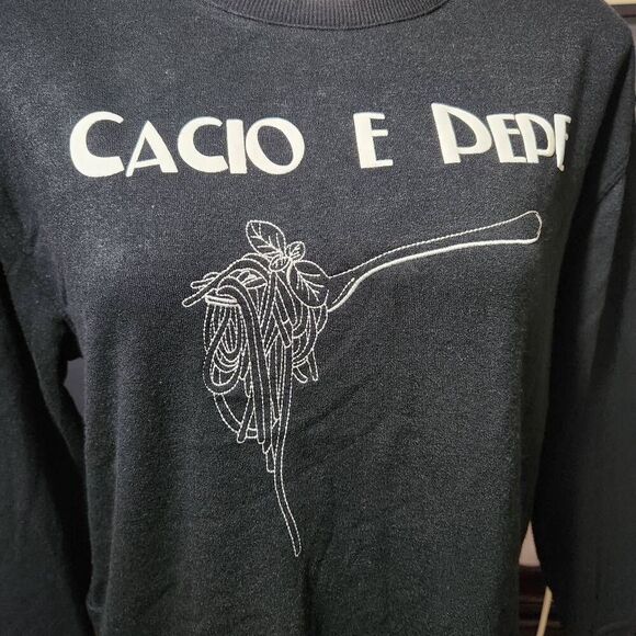 Jane & Delancey Cacio de pepe black embroydered sweatshirt rayon blend small - Picture 6 of 9
